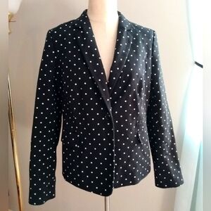 Liz Clairborne Black With White Polka Dot Blazer, L